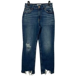 edgely By Maurices Women’s Blue Jeans Sz 8 Short Relax Straight Super High Rise